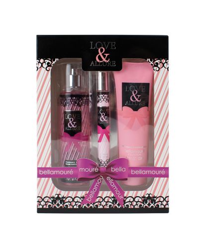 The "Bellamour" Love & Allure 3-Piece Fragrance Gift Set is pictured here.