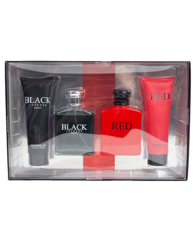 The "UScents" Intense Red Black Cologne & Shower Gel Set is pictured here.