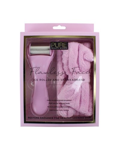 The pink "Metro" Ice Roller Spa Headband Gift Set is pictured here.