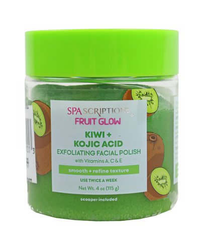 The "Global" SpaScriptionsKiwi & Kojic Acid Exfoliating Facial Polish is pictured here.