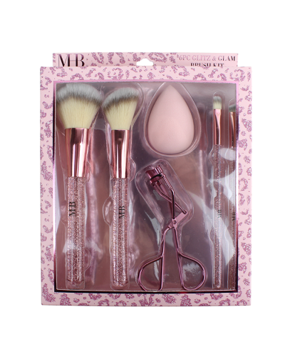 "Almar" 6-Pack Pink Glitter Makeup Brush Set
