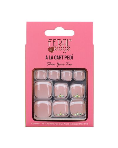 "Feral" Rhinestone French Tip A La Cart Pedi Press-on Nails