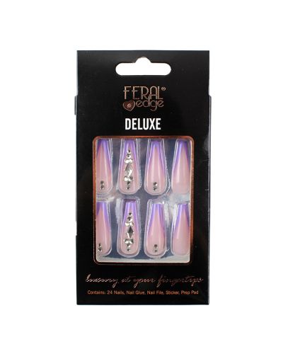 "Feral" Deluxe Rhinestone Ombre Coffin Press-on Nails