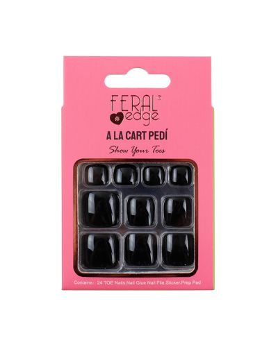 "Feral" Black A La Cart Pedi Press-on Nails