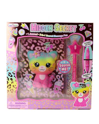 Hot Focus 2-in-1 Secret Message Pen and Squishy Kitty Journal