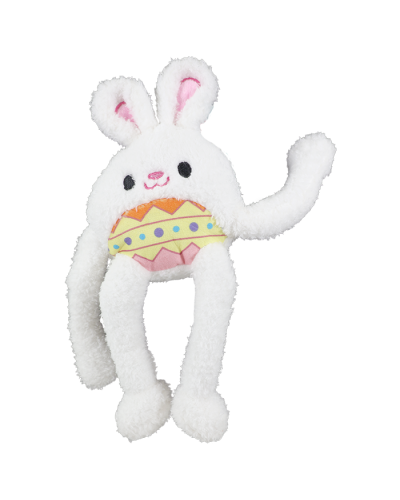 White rabbit with easter egg belly