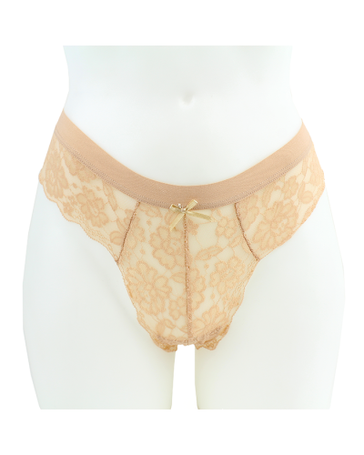 The beige "DP" Lace Thong is pictured here.