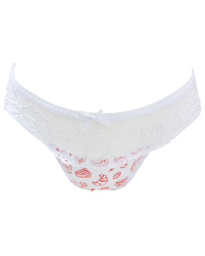 "DP" High Cut Lace Waisted Printed Bikini Panties