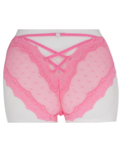 3PK SENSUAL Lace Trim Dot Mesh Panties with Heart