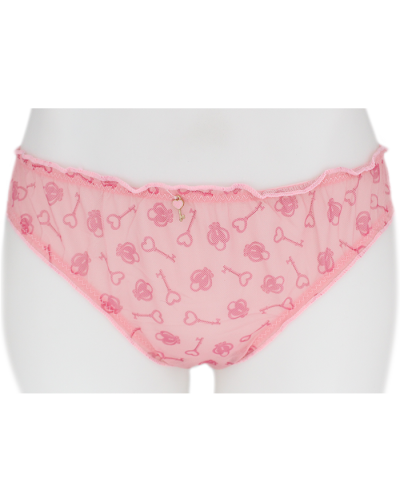 "SENSUAL" Lace & Mesh with Ruffle Trim Key To My Heart Panties