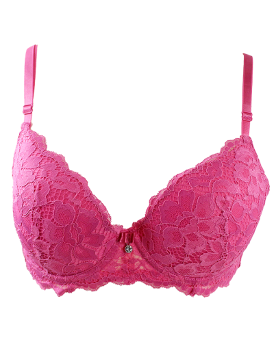 "Just One" Pink Lace Bra with Rhinestone