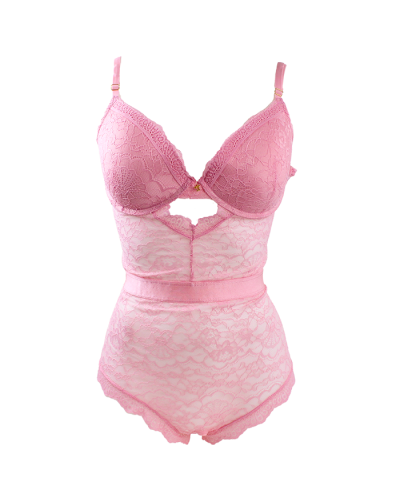 "Sensual" Lace & Lace Trim Corset Teddy Bodysuit