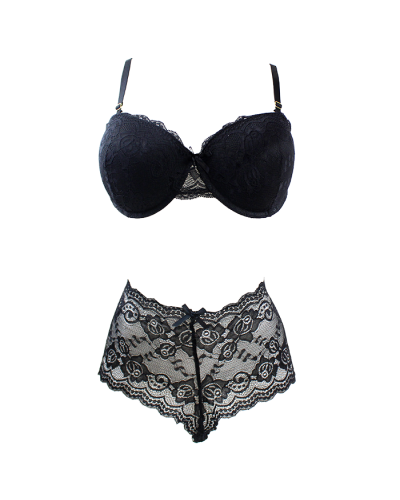 The red "Inteco" Lace Bra and Panties Set is pictured here.