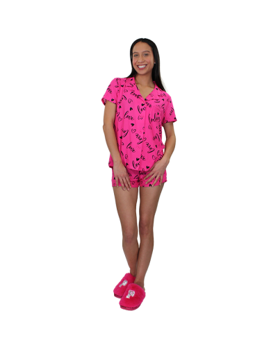 "JUST ONE" 2PC Pink Fuchsia Love Notch Collar Set