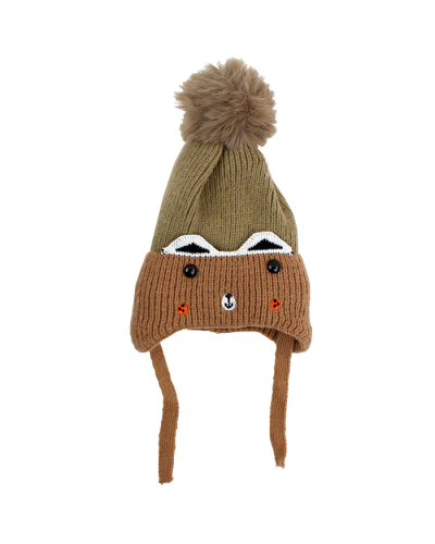 "Nuri" Big Pom Beanie with Animal Face