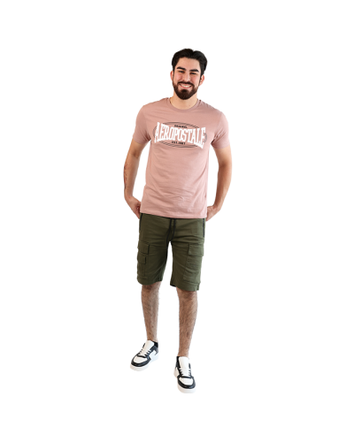 The men's model wears the fawn-colored 
