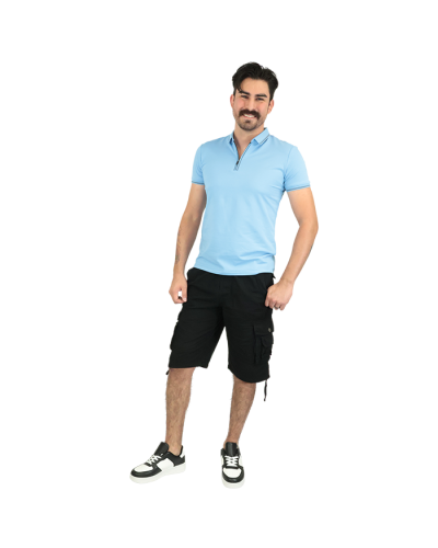 "TR" Zip Polo with Sleeve and Collar Piping