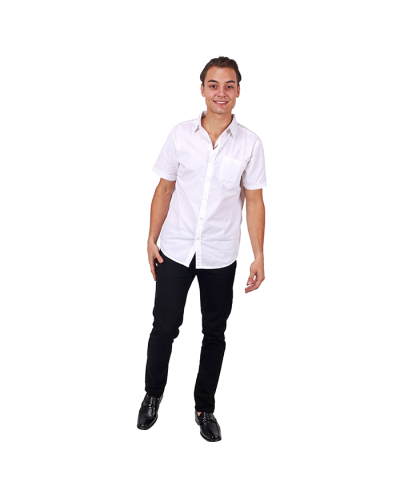 "STEXT" Short Sleeve Solid Button-Down Dress Shirt