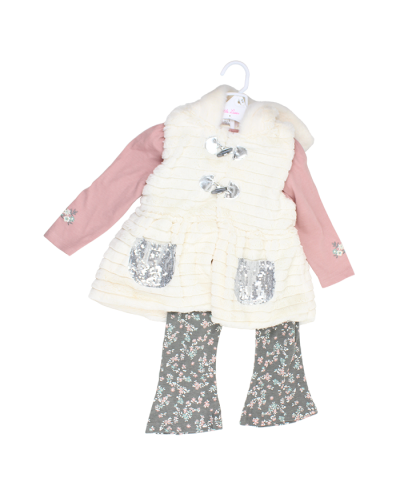 "Lil" Lae" 12-24 Months White Faux Fur Vest Set