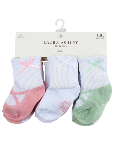 "Bon Bini" 0-6 Month 6-Pack Socks with Bow Trim