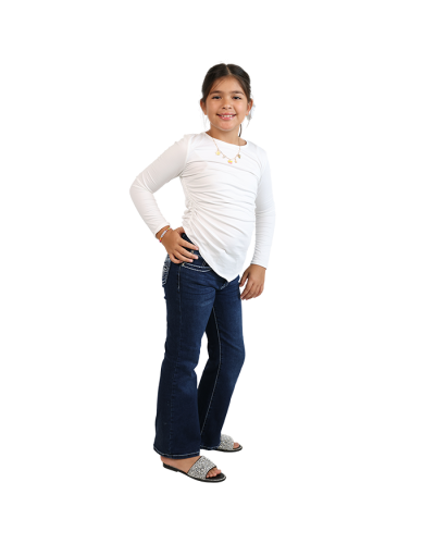 "Love" Long Sleeve Side Drawstring Tie Up Ruched Top