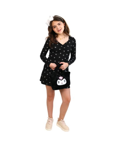 "NO COM" Long Sleeve Fit & Flare Mini Dress