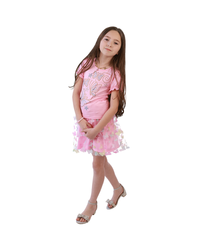 Girl wearing pink butterfly outfit