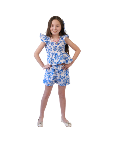 "PARIS HILTON" Toile De Jouy Blue Flower Pattern 2PC