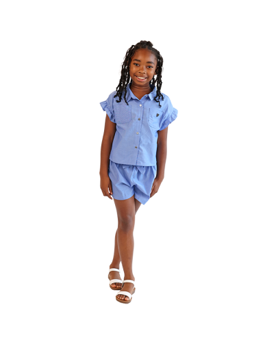 "PH" 2-Piece Button-Down Top and Shorts Set