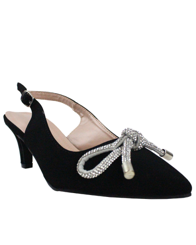"Forever" 2" Rhinestone Bow Pointed Toe Stiletto Kitten Heels