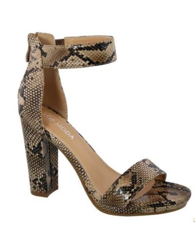 Ladies 4" Snake Print Heel with Ankle Strap 