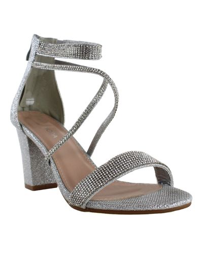 "Top Guy" 3 1/4" Thick Glitter Rhinestone Ankle Strap Heels