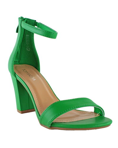 "Top Guy" 3" Bright Pleather Ankle Strap Heels