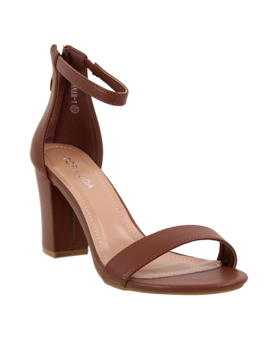 “Top Moda” Close-Back Zip Ankle Strap Block Heels
