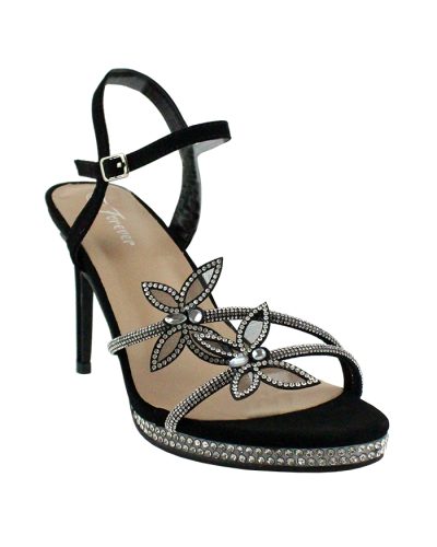 "Forever" 3" Stiletto Rhinestone Butterfly Ankle Strap Heels