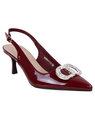 “Top Moda” Rhinestone Decor Pointed Toe Closed Toe Kitten Heel