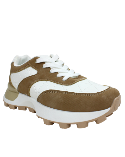 "Forever" 2-Tone Lace-up Pleather Athletic Sneakers