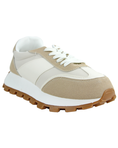 The beige "Top" Lug Wedge 2-Tone Athletic Trainers are pictured here.