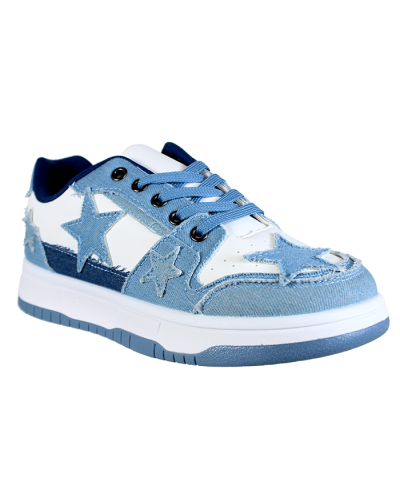 "STARS" 2-Tone Denim Lace-Up Sneakers