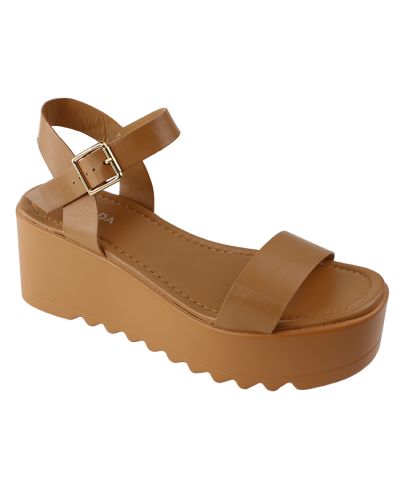"Top Moda" 3” Platform Sawtooth Sole Buckle Sandals