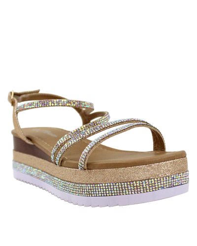"Forever" 2 1/2" Platform White Sole Rhinestone Sandals