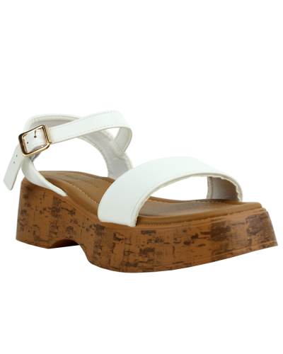 "Wild" Wood Sole Ankle Strap Wedge Sandals