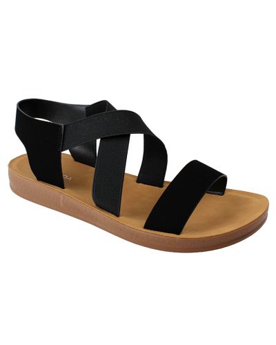 "Top Moda" Elastic Criss-Cross Strap Sandals