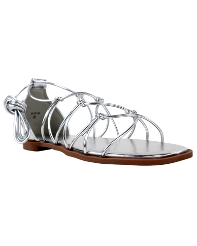 “Top Moda” Flat Lace Up Metallic Gladiator Sandals