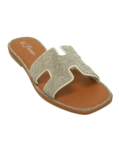 “FOREVER” Silver Rhinestone H-flat White Lining