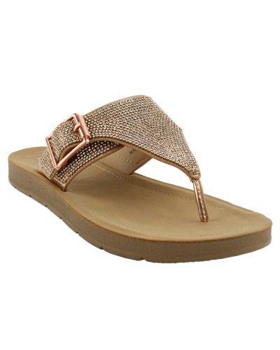 "Soda" Comfort Rhinestone Thick Triangle Thong Sandals