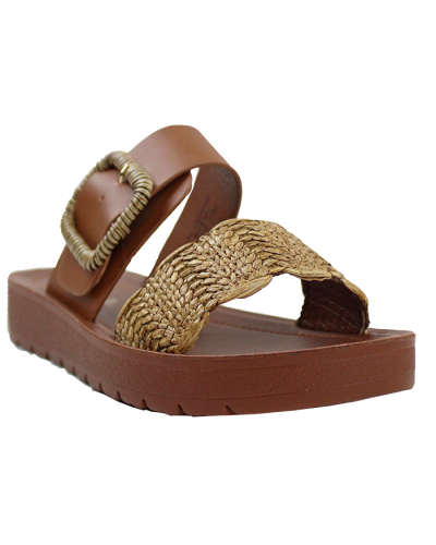 "Soda" Front Weave Buckle Strap 1 1/4" Slide Sandals