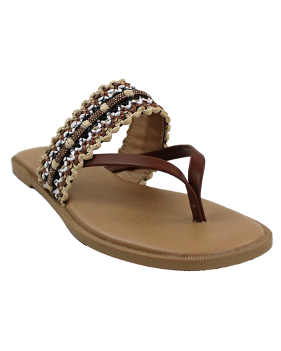 "Soda" Crochet Multicolor Slide Thong Sandals