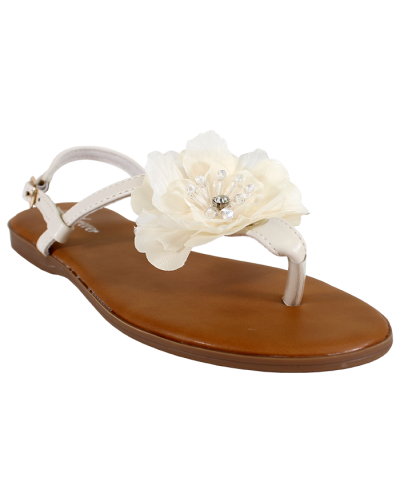 "Forever" Big Jeweled Flower Thong Sandals