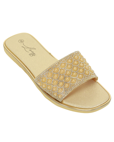  Pearl Checkboard Design Slide Sandals
